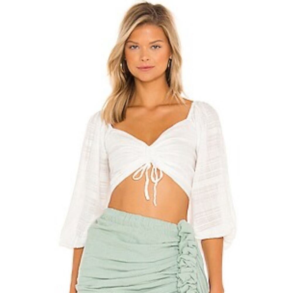 NWT L*Space Farryn Top White Puffy Smocked‎ Crop Top